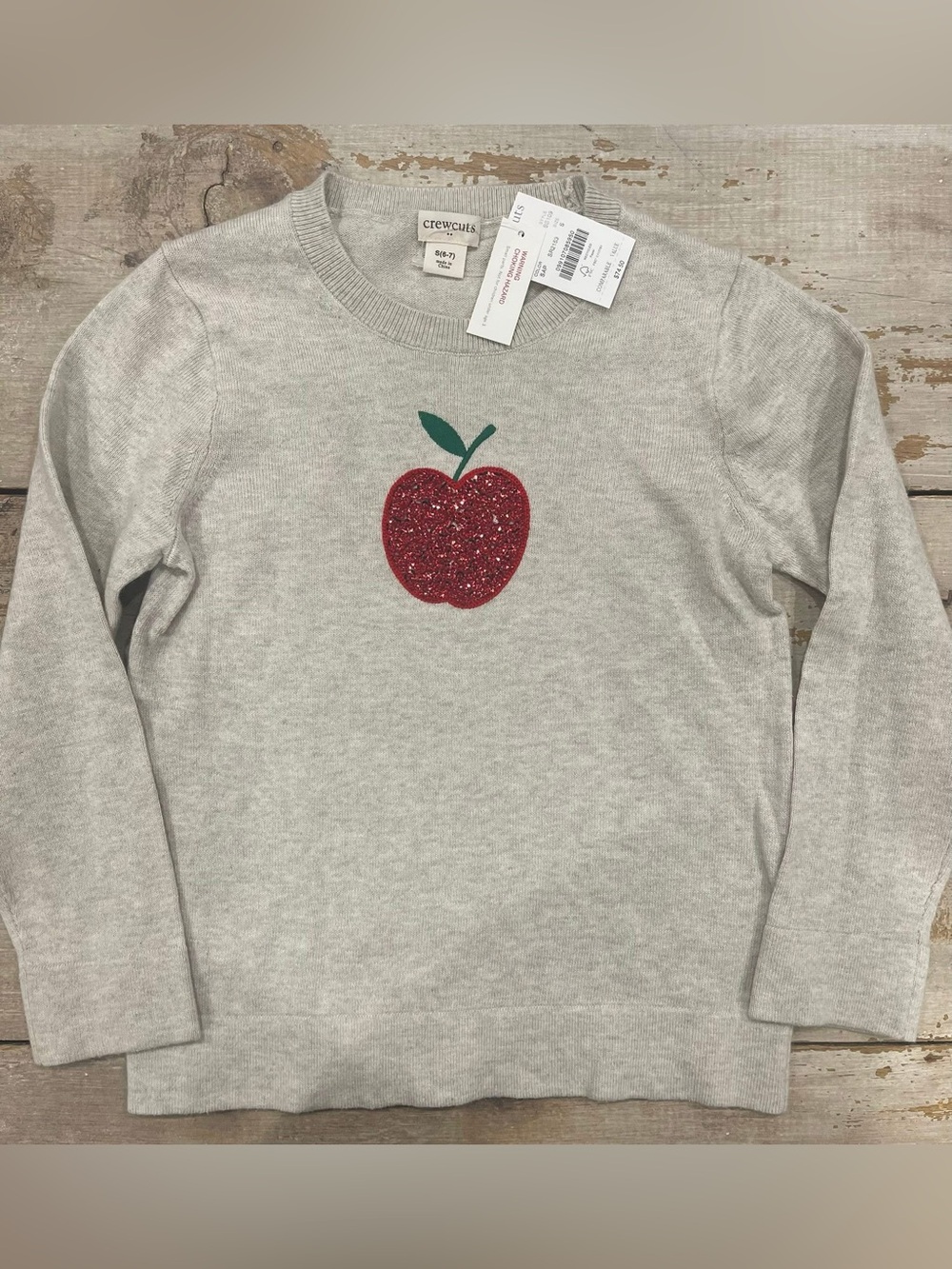 NWT size 6/7 Crewcuts sequin apple top BTS